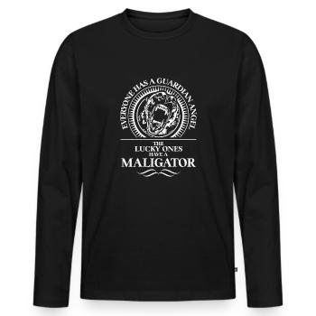 MALIGATOR Malinois Guardian Angel Spruch Wilsigns - Männer Premium Bio Langarmshirt - Schwarz - Vorne - Nico (187cm)