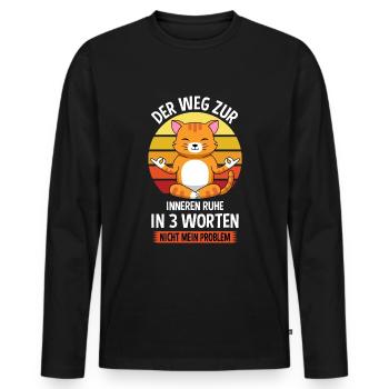 Yoga Meditieren Sport Fitness Meditation Katze - Männer Premium Bio Langarmshirt - Schwarz - Vorne - Nico (187cm)