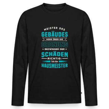 Schulhausmeister Hausverwalter Hausmeister - Männer Premium Bio Langarmshirt - Schwarz - Vorne - Nico (187cm)