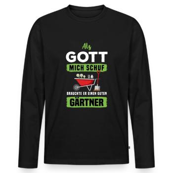 Als Gott Mich Schuf Braucht Er Einen Guten Gärtner - Männer Premium Bio Langarmshirt - Schwarz - Vorne - Nico (187cm)