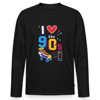 90s Theme Party 1990s Nineties Costume - Men's Premium Organic Long Sleeve Shirt - black - Front - Nico (187cm)