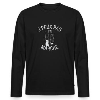 J peux pas j ai marche - T-shirt manches longues Premium bio Homme - noir - Devant - Nico (187cm)