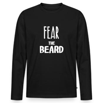 Fear the beard - Men's Premium Organic Long Sleeve Shirt - black - Front - Nico (187cm)