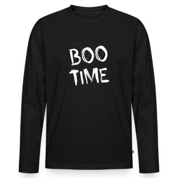 Boo Time - Men's Premium Organic Long Sleeve Shirt - black - Front - Nico (187cm)