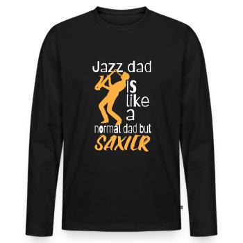 Jazz dad est comme un papa normal mais saxier - T-shirt manches longues Premium bio Homme - noir - Devant - Nico (187cm)