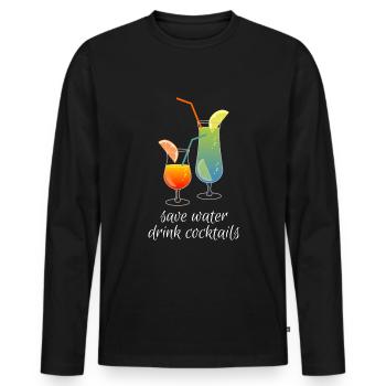 Spare water, drink cocktails! - Men's Premium Organic Long Sleeve Shirt - black - Front - Nico (187cm)