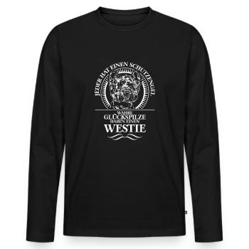 WESTIE Schutzengel Hundespruch Hunde Wilsigns - Männer Premium Bio Langarmshirt - Schwarz - Vorne - Nico (187cm)