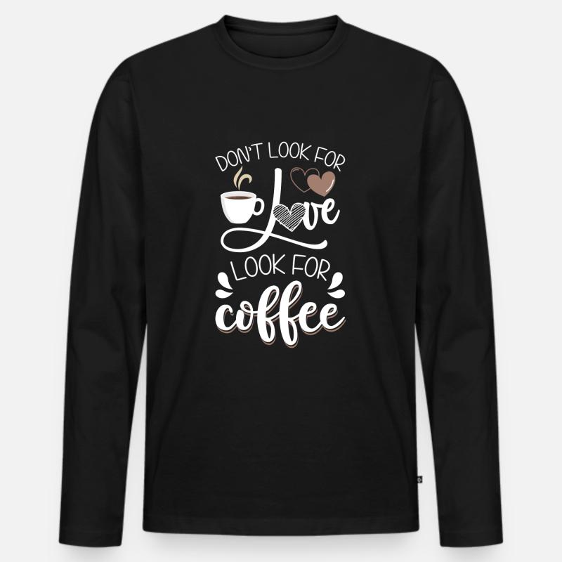 Espresso Latte Macchiato - Männer Premium Bio Langarmshirt - Schwarz