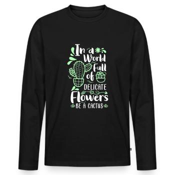 Cacti Desert Garden - Men's Premium Organic Long Sleeve Shirt - black - Front - Nico (187cm)