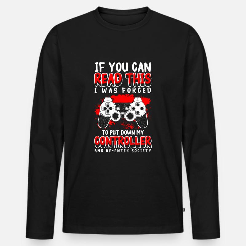 Nerd Gaming Zocker Game Over - Männer Premium Bio Langarmshirt - Schwarz