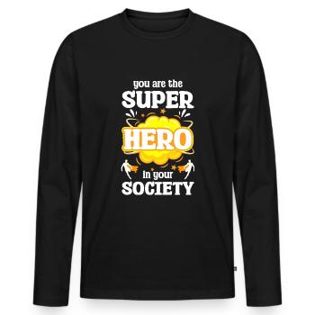 Held Retter Lebensretter Vorbild - Männer Premium Bio Langarmshirt - Schwarz - Vorne - Nico (187cm)