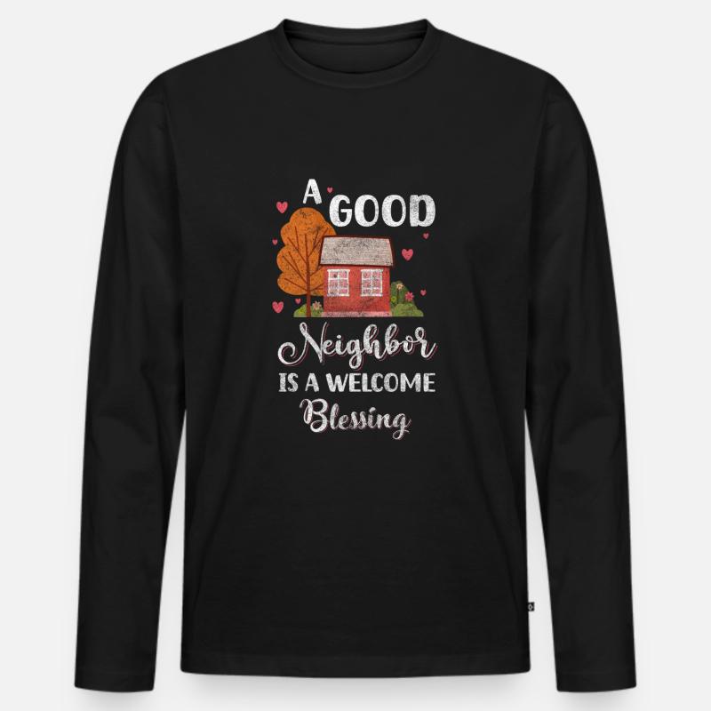 Nachbarschaft Anwohner Alkohol - Männer Premium Bio Langarmshirt - Schwarz