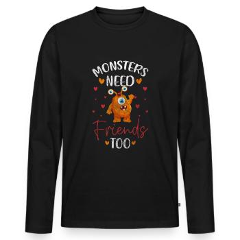 Déguisement effrayant de créature d’Halloween - T-shirt manches longues Premium bio Homme - noir - Devant - Nico (187cm)