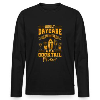 Recette de boissons mélangeurs de cocktails Pina Colada - T-shirt manches longues Premium bio Homme - noir - Devant - Nico (187cm)