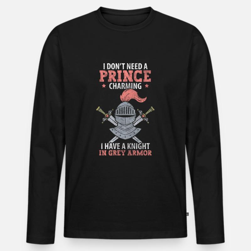 Mittelalter Drache Tempelritter - Männer Premium Bio Langarmshirt - Schwarz