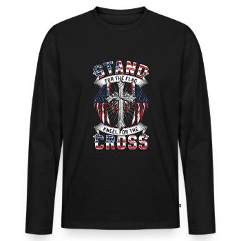 USA Patriot Militär Nation - Männer Premium Bio Langarmshirt - Schwarz - Vorne - Nico (187cm)