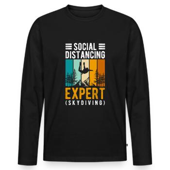 Fallschirmspringer Sprung Sport Base Jump - Männer Premium Bio Langarmshirt - Schwarz - Vorne - Nico (187cm)
