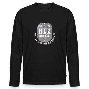 Milizsoldat - Für ein sicheres Österreich! - Männer Premium Bio Langarmshirt - Schwarz - Vorne - Nico (187cm)