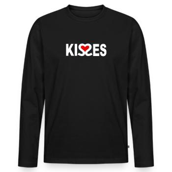 Bisous - T-shirt manches longues Premium bio Homme - noir - Devant - Nico (187cm)