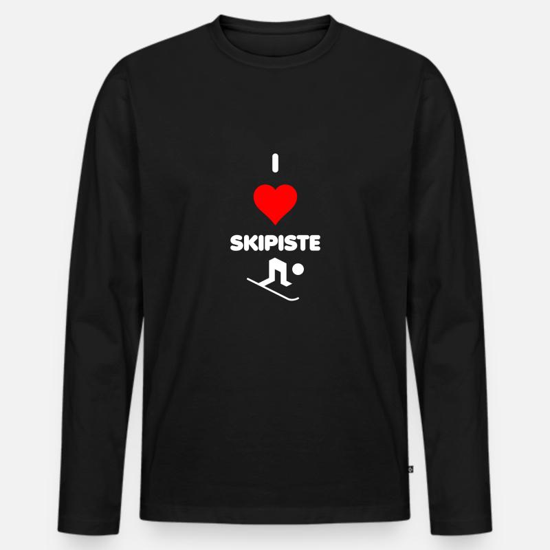 I LOVE SKIPISTE - Männer Premium Bio Langarmshirt - Schwarz
