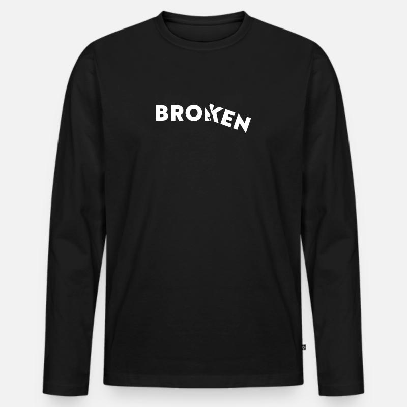 Broken - Gebrochen - Männer Premium Bio Langarmshirt - Schwarz