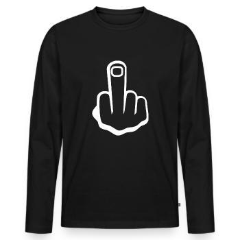 Middle finger - Men's Premium Organic Long Sleeve Shirt - black - Front - Nico (187cm)