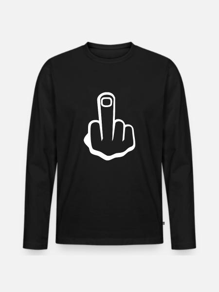 Middle finger - Men's Premium Organic Long Sleeve Shirt - black