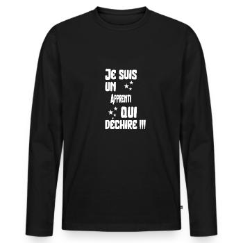 Apprenti qui déchire cadeau - T-shirt manches longues Premium bio Homme - noir - Devant - Nico (187cm)
