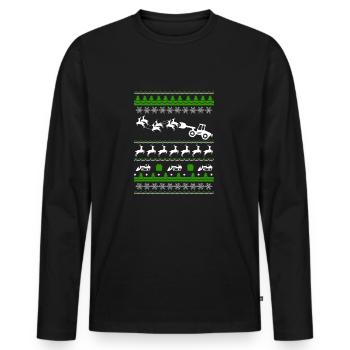 Weihnachten Ugly Sweater Bagger Traktor Geschenk - Männer Premium Bio Langarmshirt - Schwarz - Vorne - Nico (187cm)