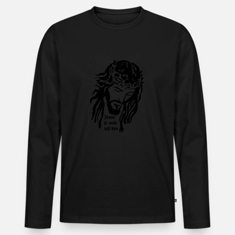 Jesus - Männer Premium Bio Langarmshirt - Schwarz