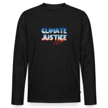 Justice climatique maintenant - T-shirt manches longues Premium bio Homme - noir - Devant - Nico (187cm)