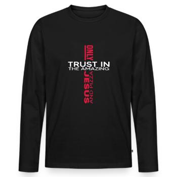 jesus and pizza faith church pray god believe - Men's Premium Organic Long Sleeve Shirt - black - Front - Nico (187cm)