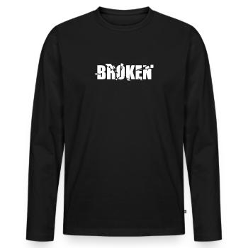 Cassé - Gebrochen - T-shirt manches longues Premium bio Homme - noir - Devant - Nico (187cm)
