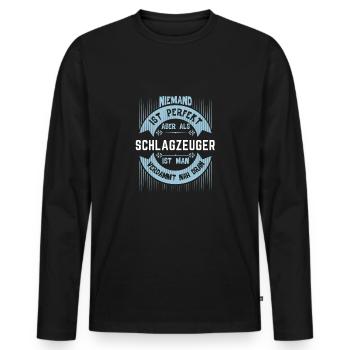 geschenke fuer schlagzeuger - Männer Premium Bio Langarmshirt - Schwarz - Vorne - Nico (187cm)