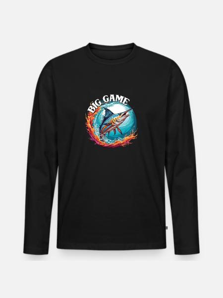 Springender Marlin Hochseefischen Tiefseefischen - Männer Premium Bio Langarmshirt - Schwarz
