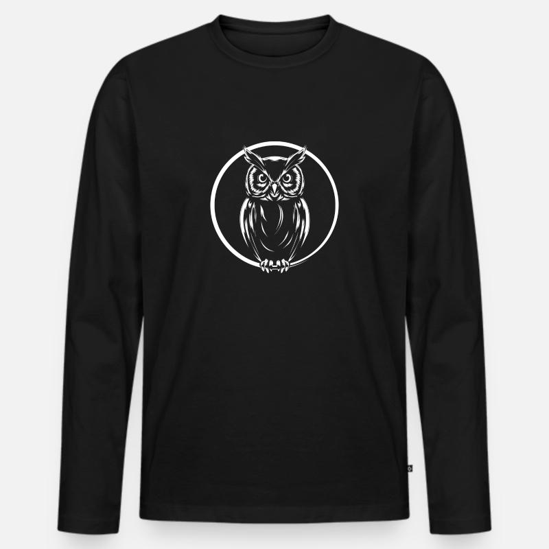 Eule grafisch Eulengrafik - Männer Premium Bio Langarmshirt - Schwarz