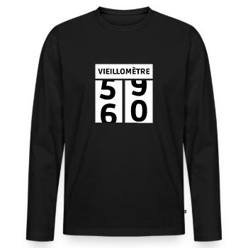 anniversaire 60 ans - T-shirt manches longues Premium bio Homme - noir - Devant - Nico (187cm)