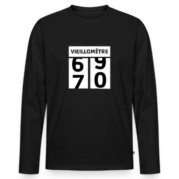 anniversaire 70 ans - T-shirt manches longues Premium bio Homme - noir - Devant - Nico (187cm)