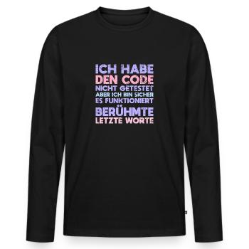 Ich Habe Den Code Nicht Getestet, Aber Ich... - Männer Premium Bio Langarmshirt - Schwarz - Vorne - Nico (187cm)