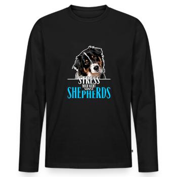 AUSTRALIAN SHEPHERD le stress ne me - T-shirt manches longues Premium bio Homme - noir - Devant - Nico (187cm)