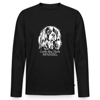 CAVALIER KING CHARLES SPANIEL Chien portrait chiens - T-shirt manches longues Premium bio Homme - noir - Devant - Nico (187cm)