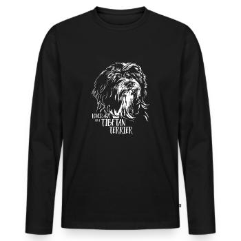 Loved by a Tibetan Terrier Saying Dogs Wilsigns - Men's Premium Organic Long Sleeve Shirt - black - Front - Nico (187cm)