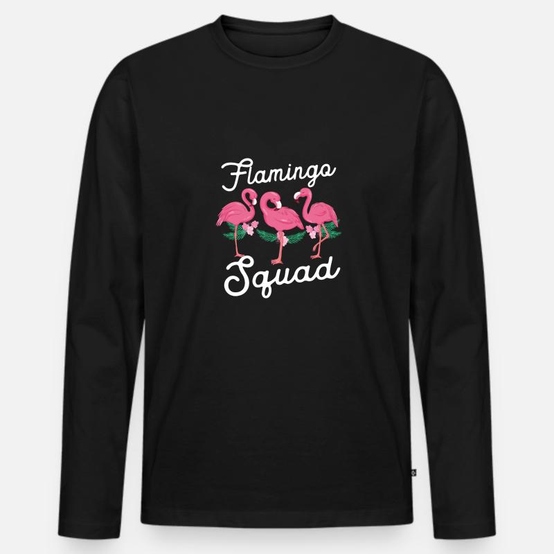 Flamingo Squad - Männer Premium Bio Langarmshirt - Schwarz
