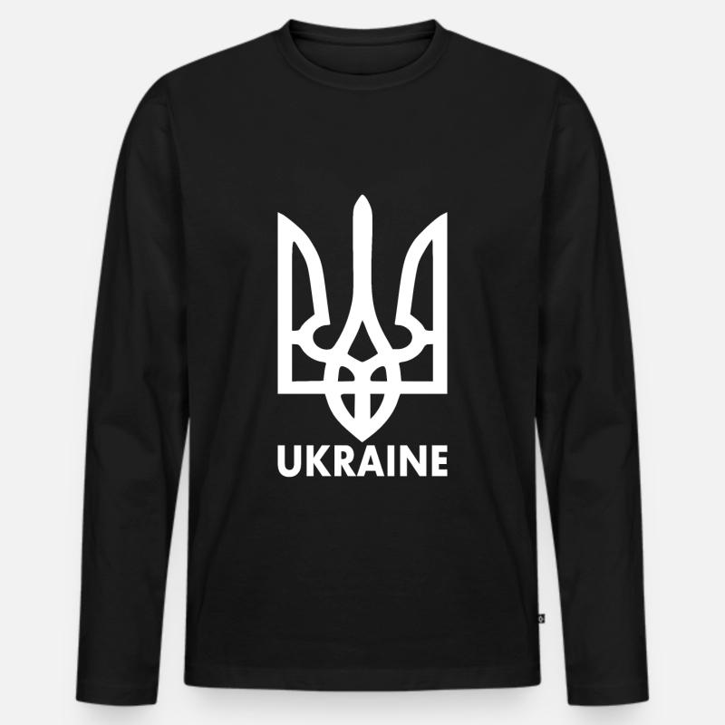 Ukraine wappen - Männer Premium Bio Langarmshirt - Schwarz