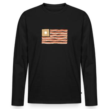 Bacon American Flag Pork Bacon - Men's Premium Organic Long Sleeve Shirt - black - Front - Nico (187cm)