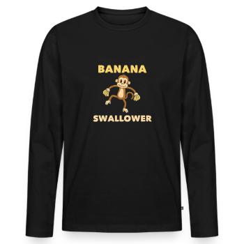Singe Banane Avaleur Gorille - T-shirt manches longues Premium bio Homme - noir - Devant - Nico (187cm)
