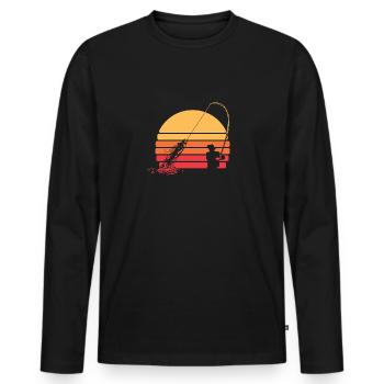 Fisherman Angler Retro Sunset Fishing - Men's Premium Organic Long Sleeve Shirt - black - Front - Nico (187cm)