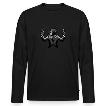 Singe Chimpanzé Gorille Gangster Singe - T-shirt manches longues Premium bio Homme - noir - Devant - Nico (187cm)