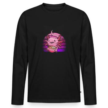 Salamandre mexicaine Kawaii Ramen Axolotl - T-shirt manches longues Premium bio Homme - noir - Devant - Nico (187cm)
