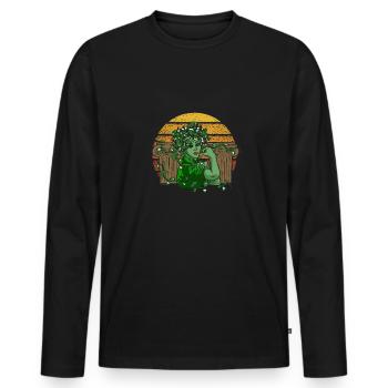 Ancient God Greek Medussa Mythology - Men's Premium Organic Long Sleeve Shirt - black - Front - Nico (187cm)